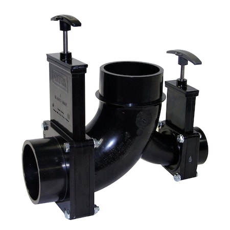 Valterra ELL DOUBLE ROTATING VALVE, 3IN SPIGOT X 1-1/2IN HUB X 3IN SPIGOT OUTLE T81A